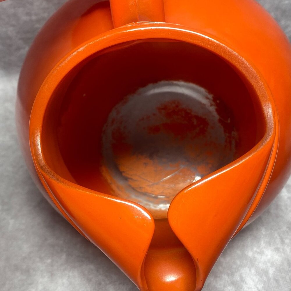 Vintage Anchor Hocking Tilt Ball Orange Ceramic Pitcher Jug & Tumblers Set - Picture 3 of 15